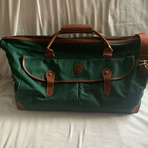 Vintage Ralph Lauran Polo Green Canvas and Leather Duffle Bag